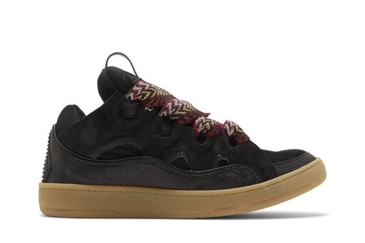 Lanvin Curb Leather and Glitter Sneakers Black