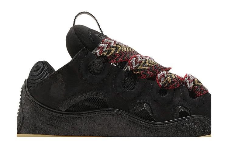 Lanvin Curb Leather and Glitter Sneakers Black