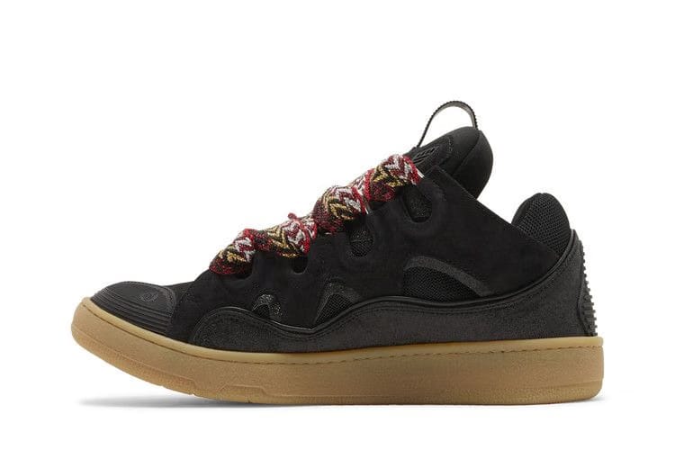 Lanvin Curb Leather and Glitter Sneakers Black