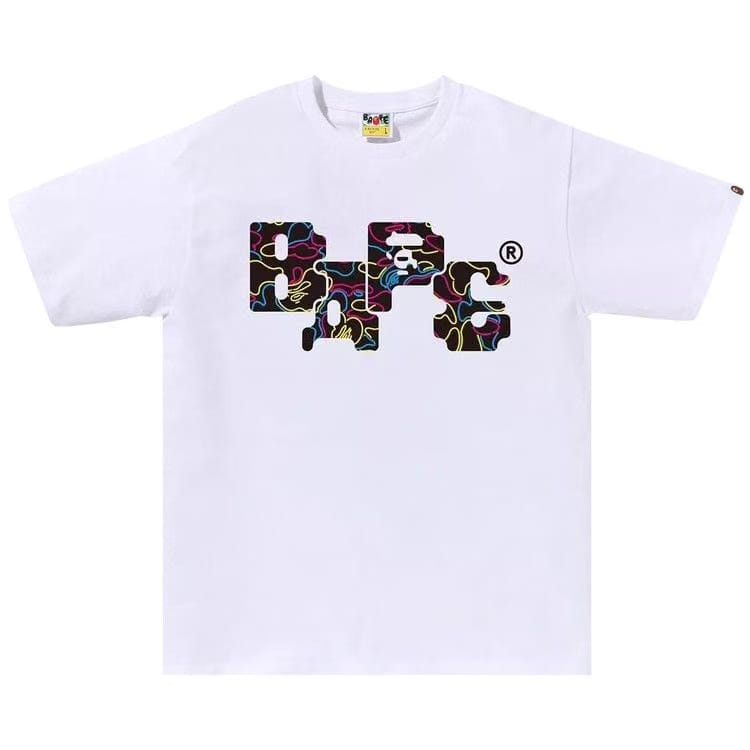 BAPE Neon Camo 8Bit Logo T-Shirt White
