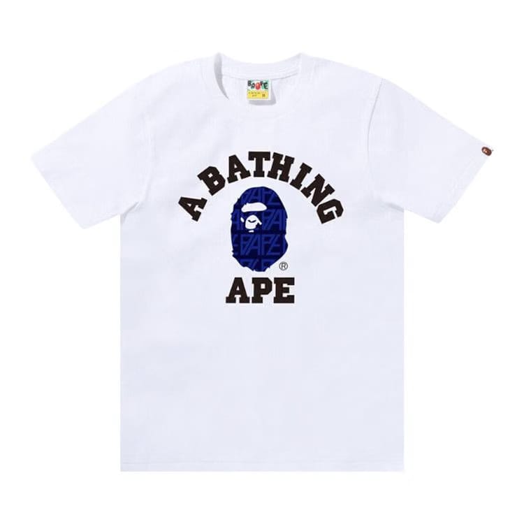 BAPE Logo Monogram College T-Shirt White/Navy