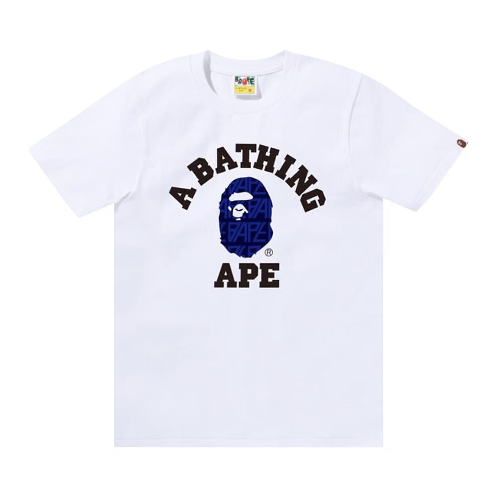 BAPE Logo Monogram College T-Shirt White/Navy