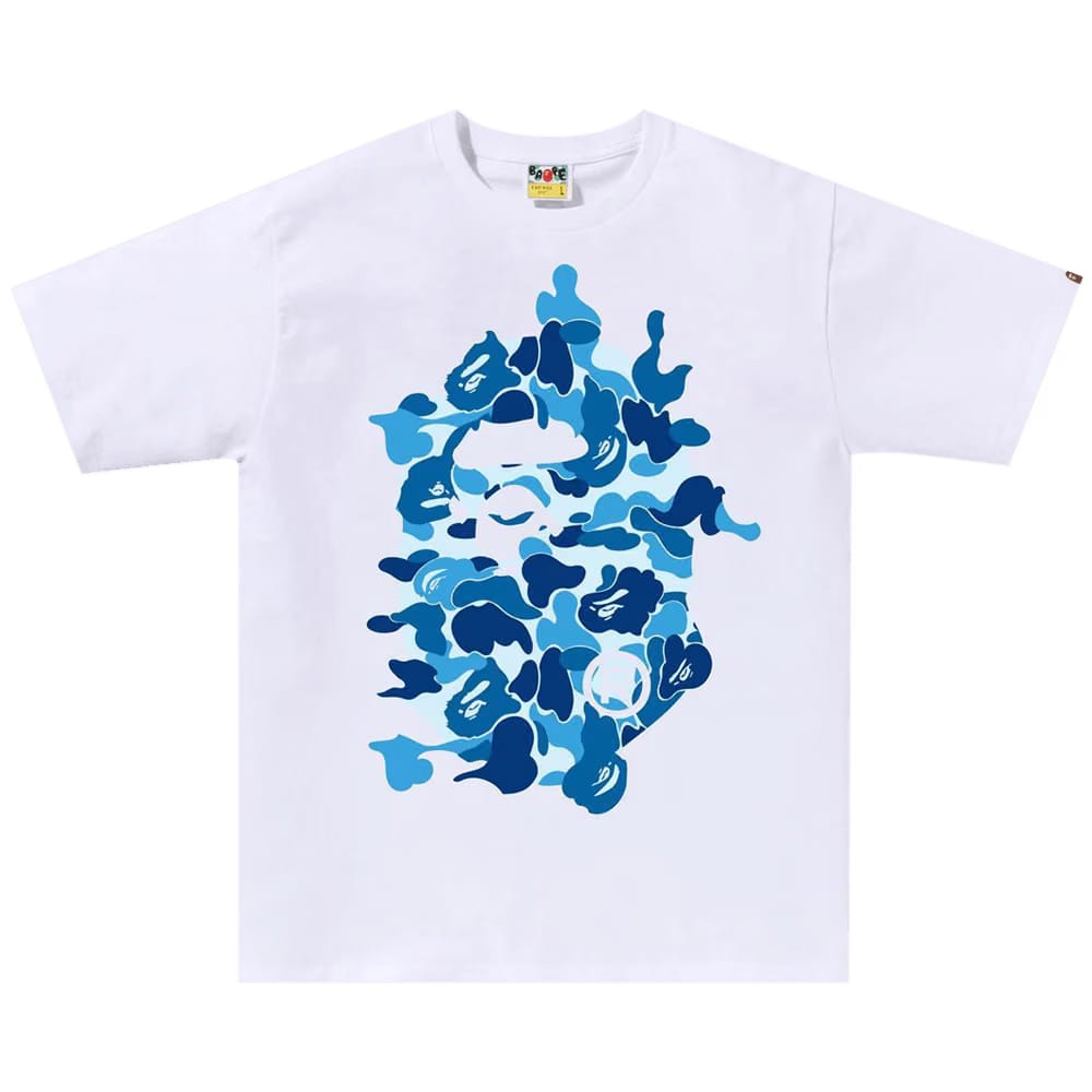 BAPE ABC Camo Rebuild Big Ape Head T-Shirt White/Blue