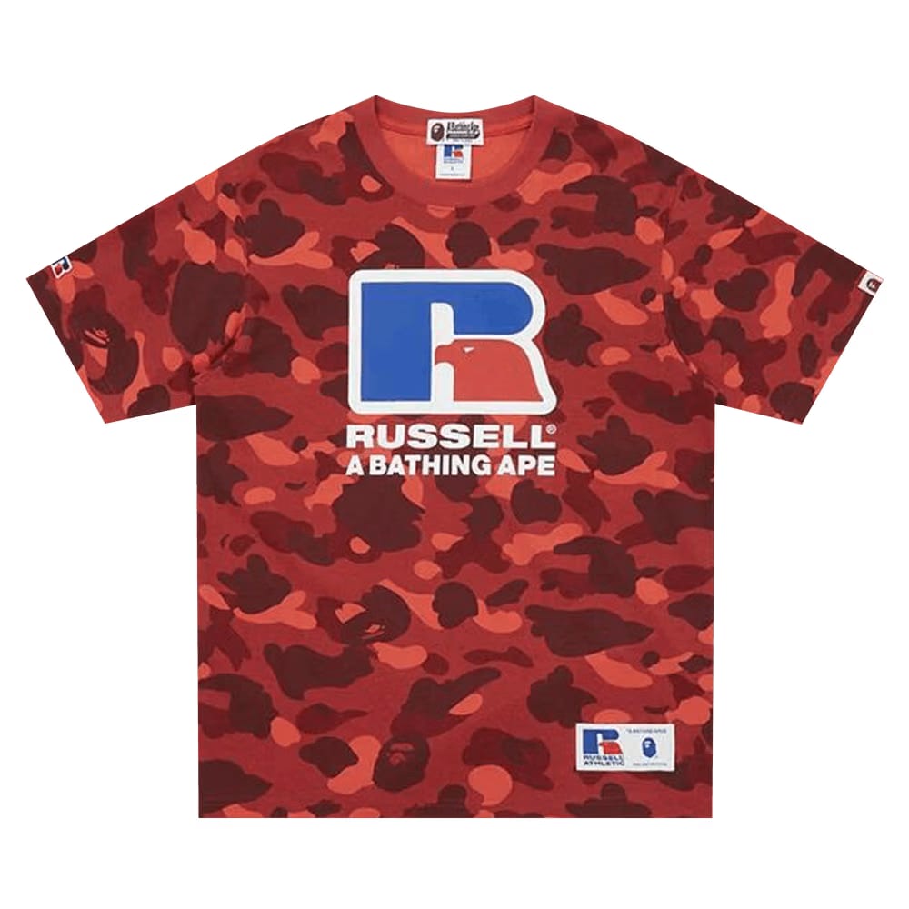 BAPE x Russell Athletic Color Camo T-Shirt Red