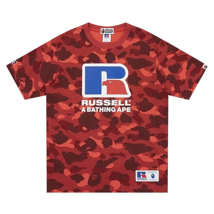 BAPE x Russell Athletic Color Camo T-Shirt Red