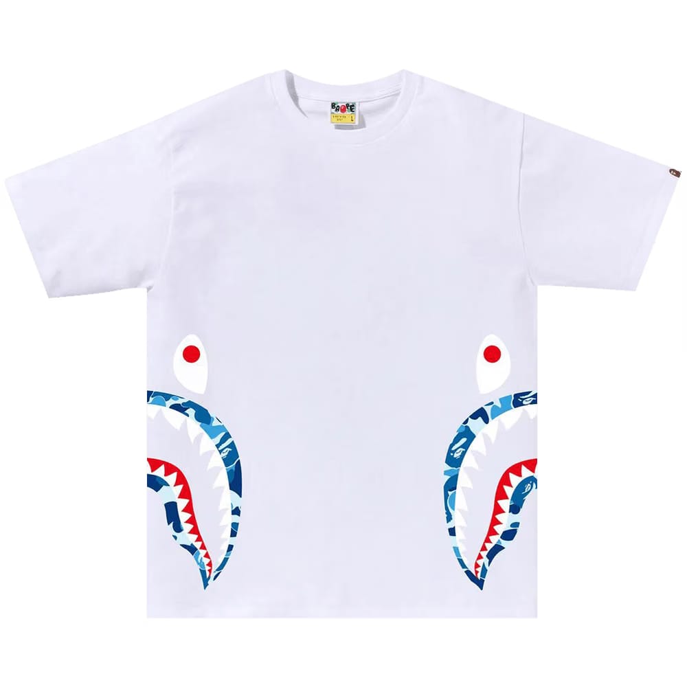 BAPE ABC Camo Side Shark T-Shirt White/Blue