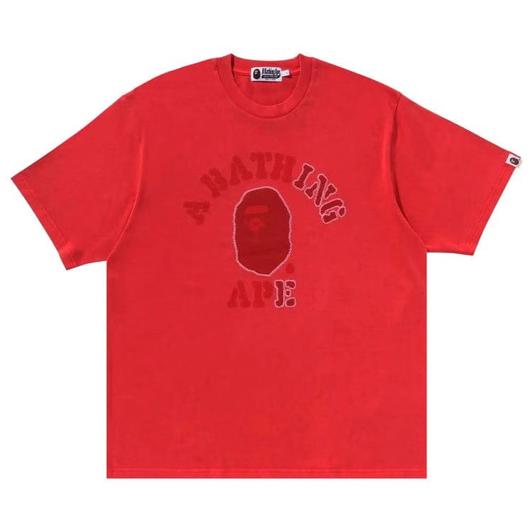 BAPE Garment Dye College Relaxed Fit T-Shirt Red