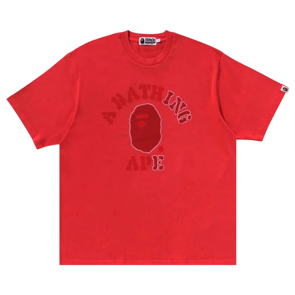 BAPE Garment Dye College Relaxed Fit T-Shirt Red