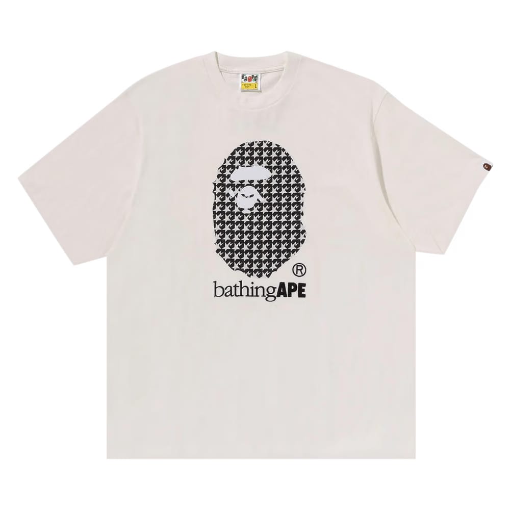 BAPE Sta Houndstooth By Bathing Ape Relaxed Fit T-Shirt Ivory