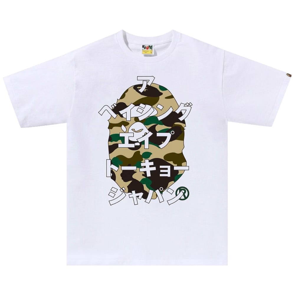 BAPE 1st Camo Bape Katakana T-Shirt White/Yellow