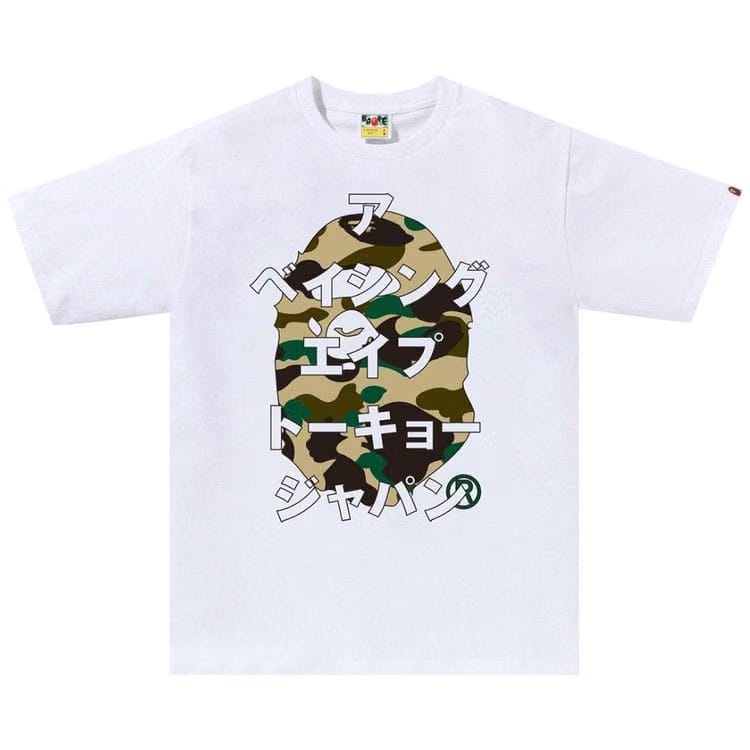 BAPE 1st Camo Bape Katakana T-Shirt White/Yellow