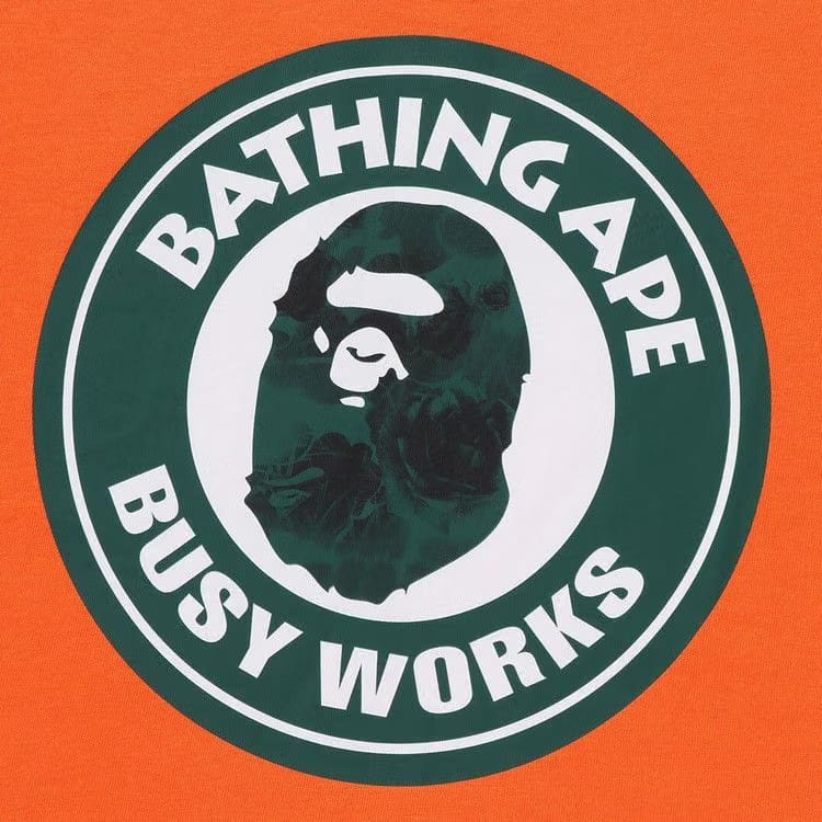 BAPE Floral Solid Camo Busy Works Relaxed Fit T-Shirt Orange