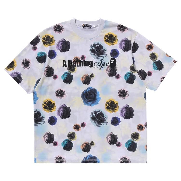 BAPE Floral Camo Logo Relaxed Fit T-Shirt Ivory