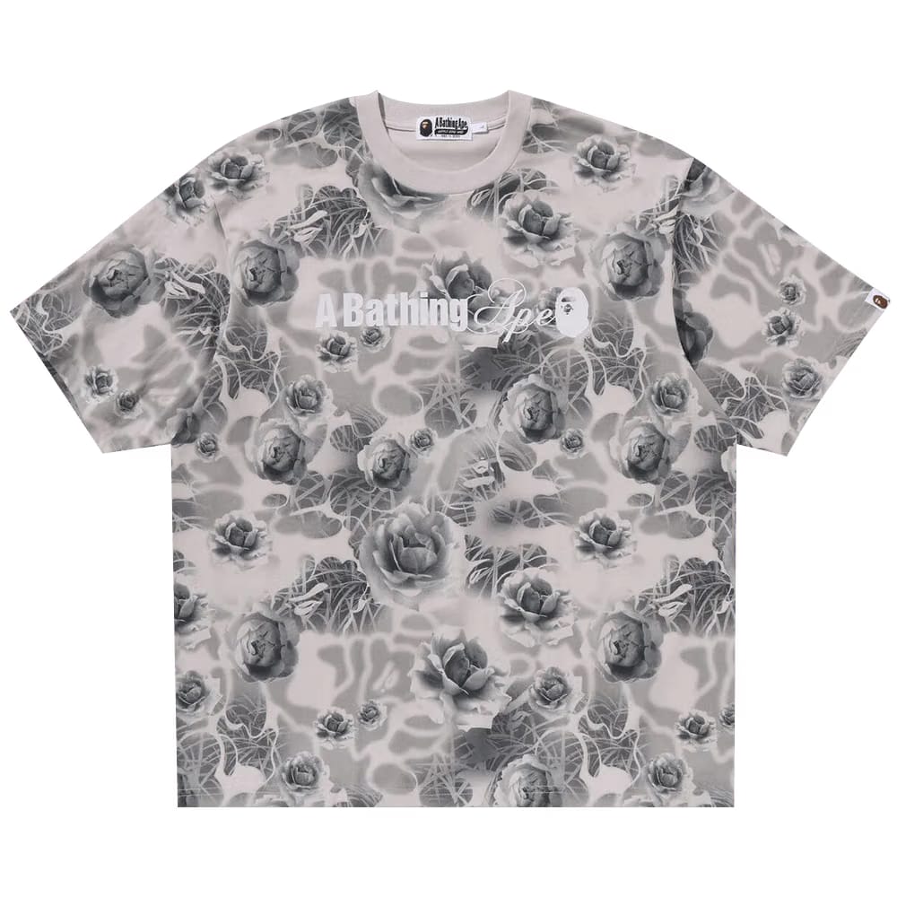 BAPE Floral Solid Camo Logo Relaxed Fit T-Shirt Grey