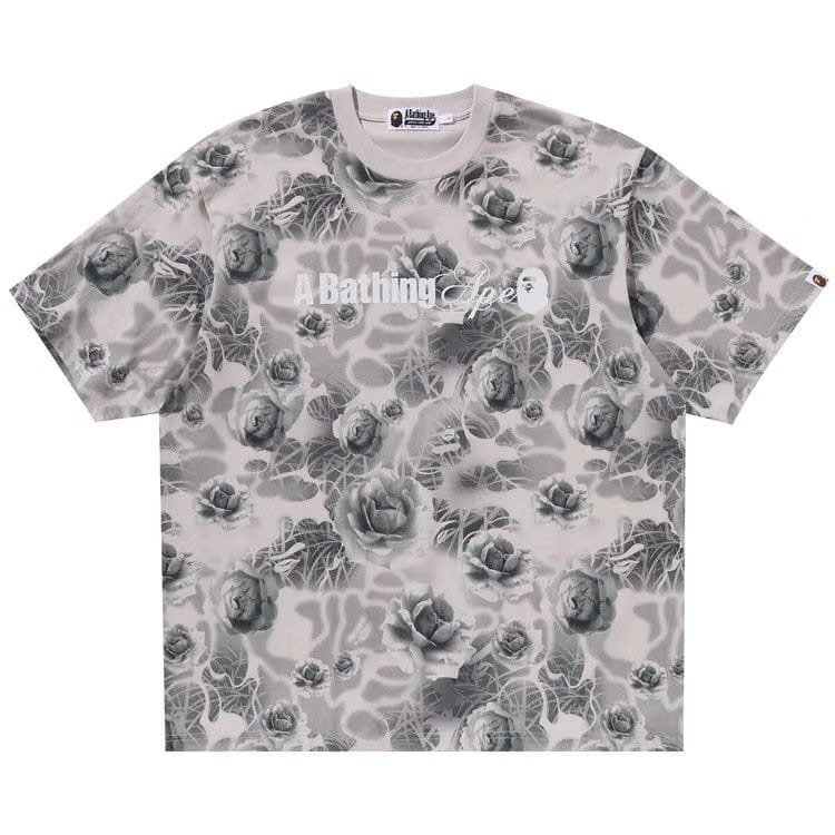 BAPE Floral Solid Camo Logo Relaxed Fit T-Shirt Grey