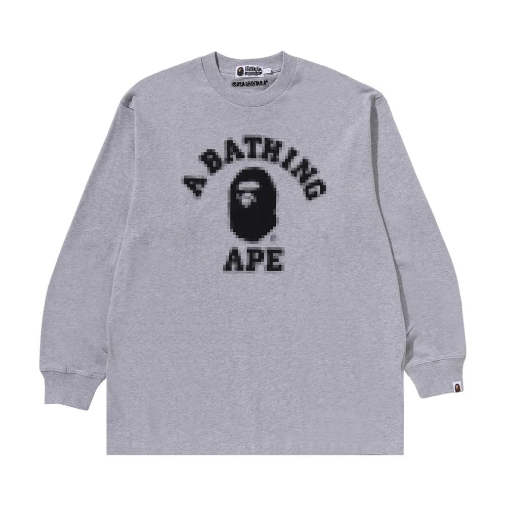 BAPE College Relaxed Fit Long-Sleeve T-Shirt Grey