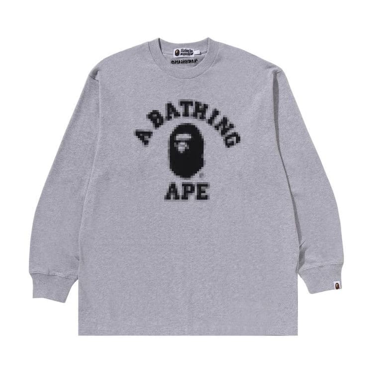 BAPE College Relaxed Fit Long-Sleeve T-Shirt Grey