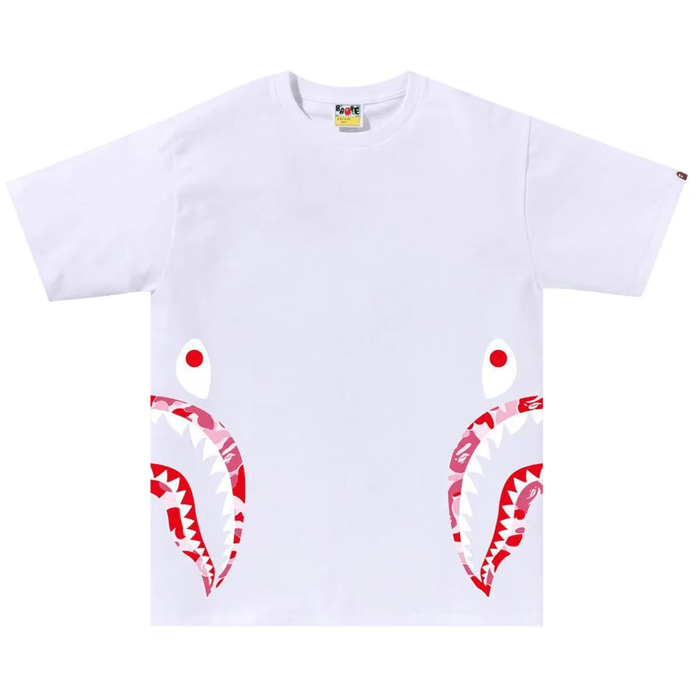 BAPE ABC Camo Side Shark T-Shirt White/Pink