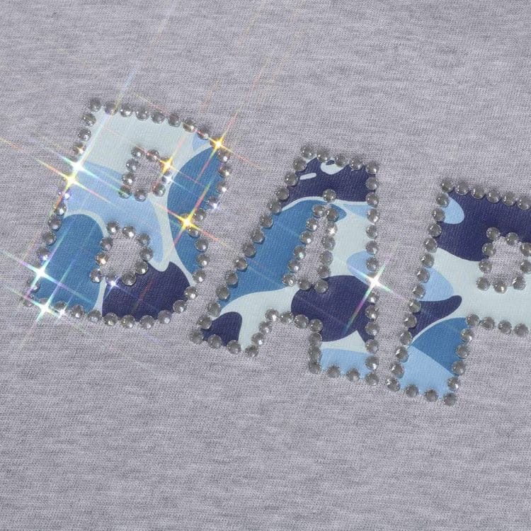 BAPE Rhinestone Logo Relaxed Fit T-Shirt Grey