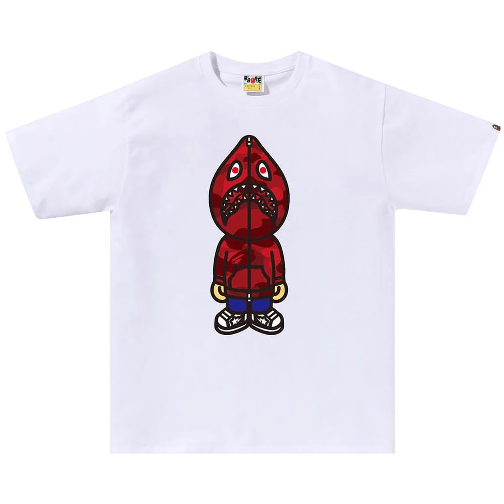 BAPE Color Camo Classic Milo Shark T-Shirt White/Red