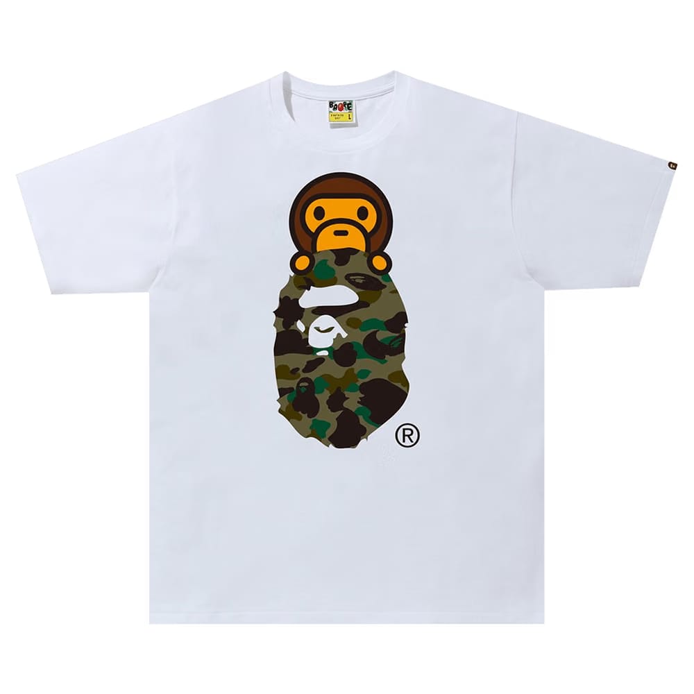 BAPE 1st Camo Milo On Ape Head T-Shirt White/Green