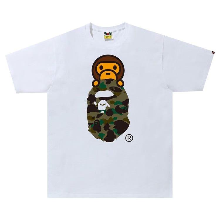 BAPE 1st Camo Milo On Ape Head T-Shirt White/Green