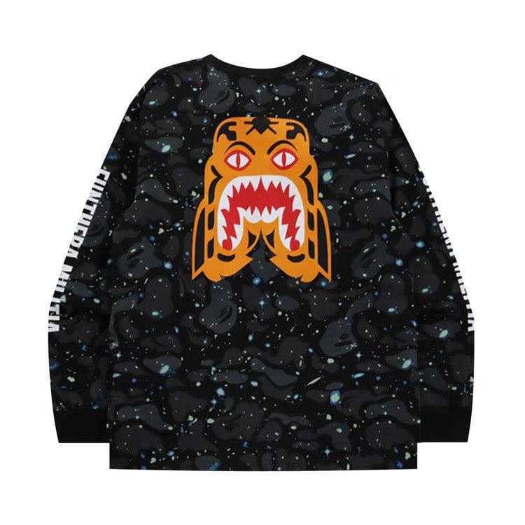 BAPE Space Camo Tiger Long-Sleeve T-Shirt Black