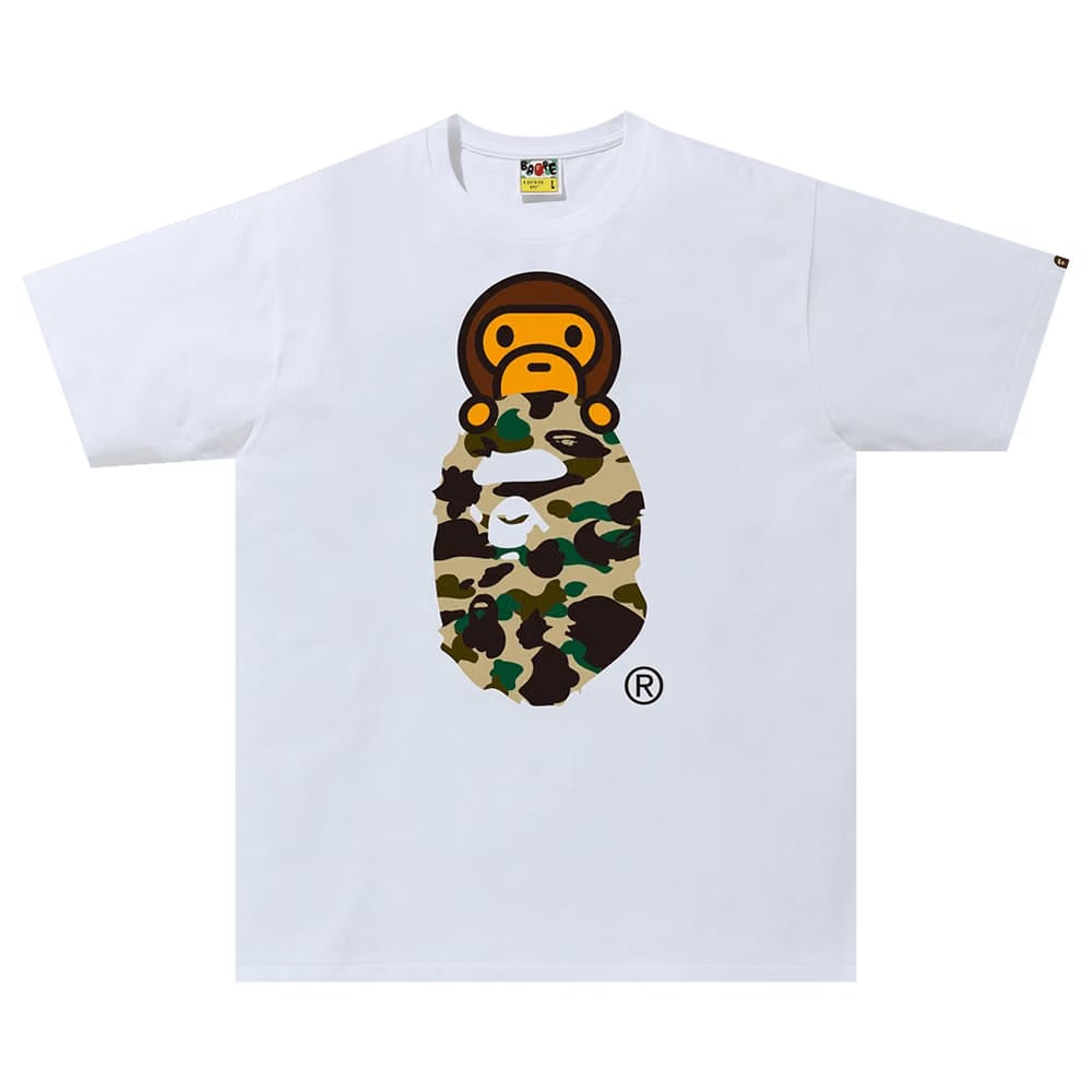 BAPE 1st Camo Milo On Ape Head T-Shirt White/Yellow