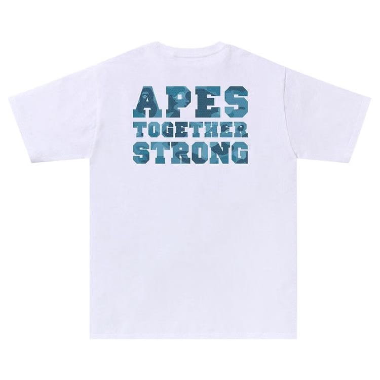BAPE Honeycomb Camo College ATS T-Shirt White/Blue