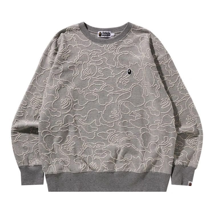 BAPE Neon Camo Jacquard Relaxed Fit Crewneck Grey