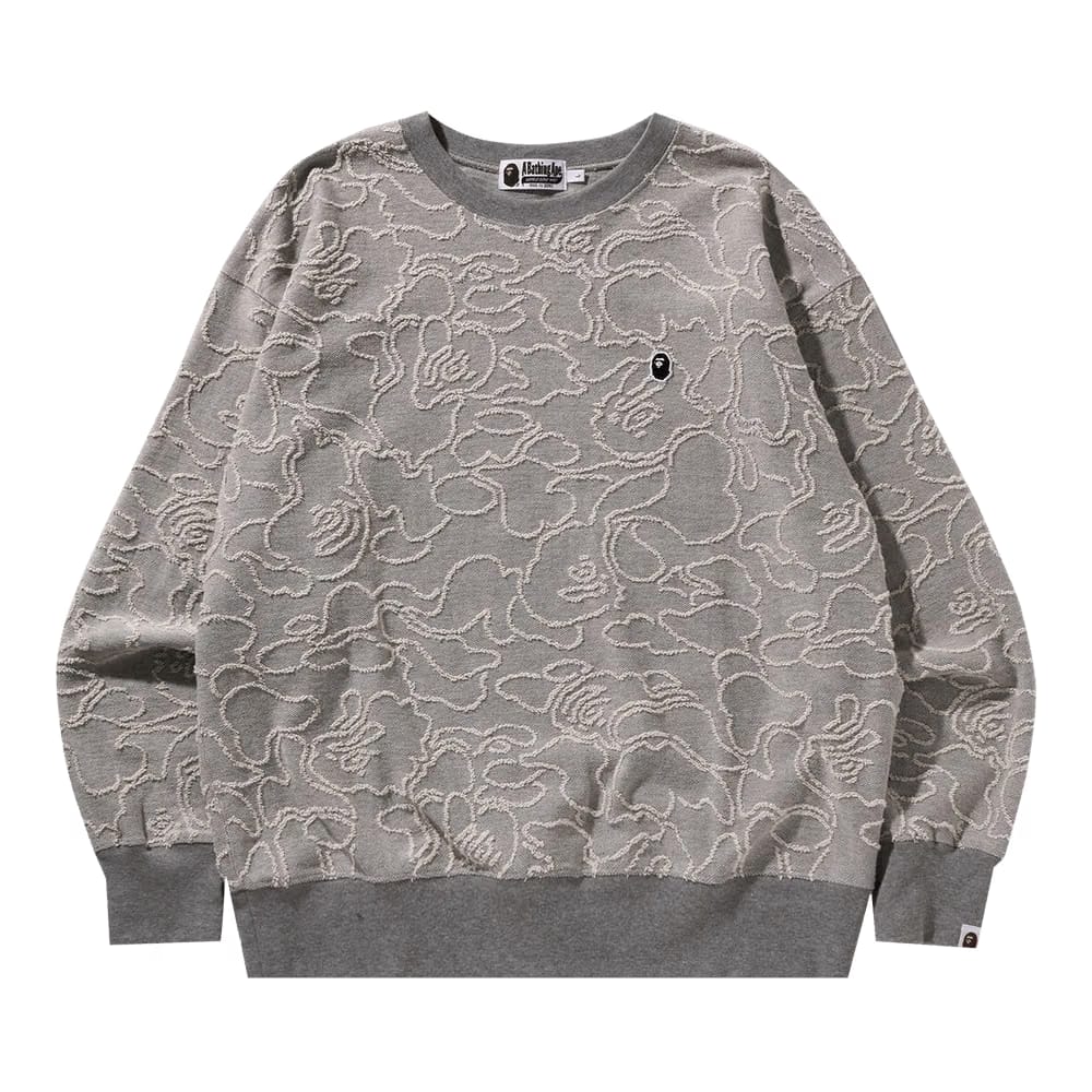 BAPE Neon Camo Jacquard Relaxed Fit Crewneck Grey