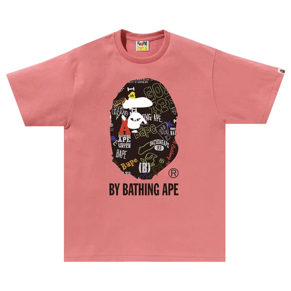 BAPE Hand Draw Pattern By Bathing Ape T-Shirt Pink