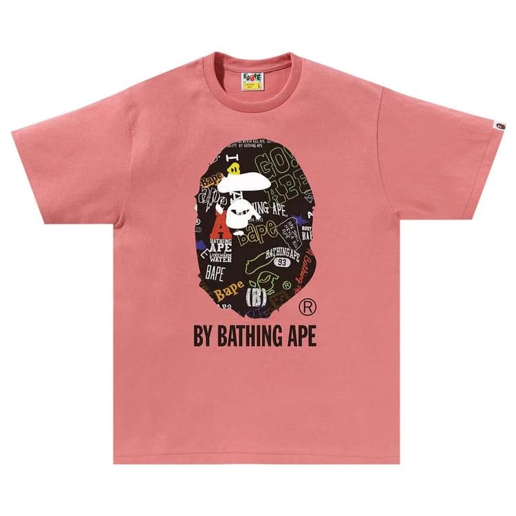 BAPE Hand Draw Pattern By Bathing Ape T-Shirt Pink