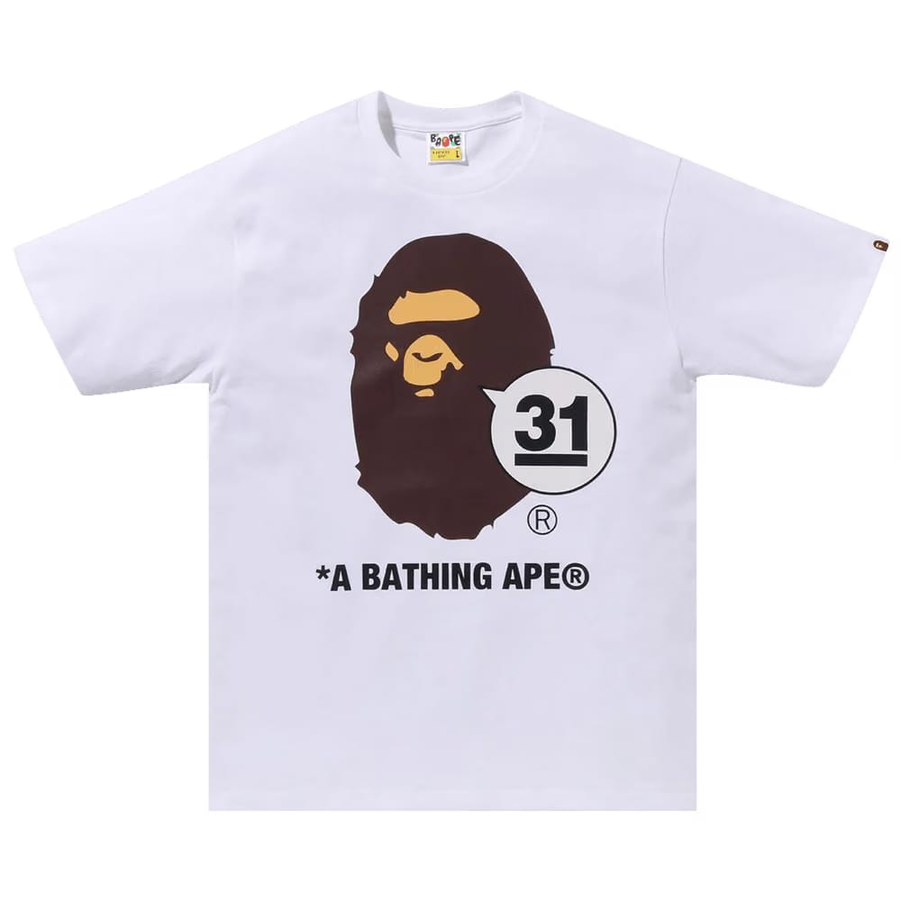 BAPE A Bathing Ape 31st Anniv. Ape Head T-Shirt Wihte