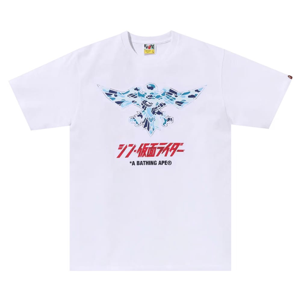 BAPE x Shin Kamen Rider Shocker Emblem T-Shirt White/Blue