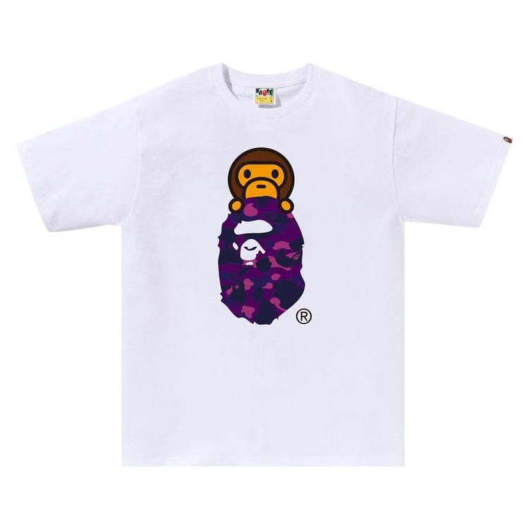BAPE Color Camo Milo On Ape Head T-Shirt White/Purple