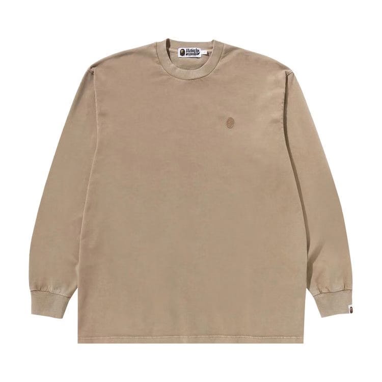 BAPE Ape Head One Point Garment Dyed Long-Sleeve T-Shirt Beige