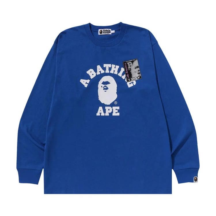 BAPE Mad Face College Long-Sleeve T-Shirt Blue