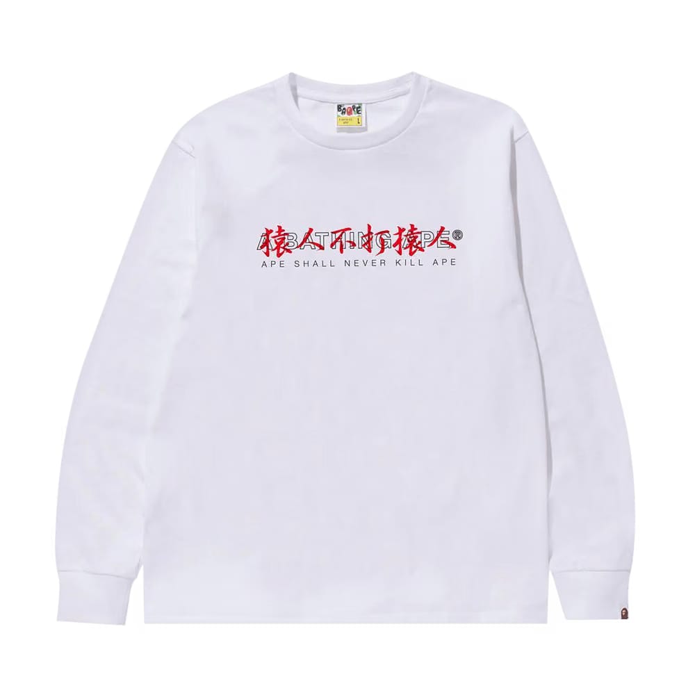 BAPE Kanji Logo Asnka Long-Sleeve T-Shirt White