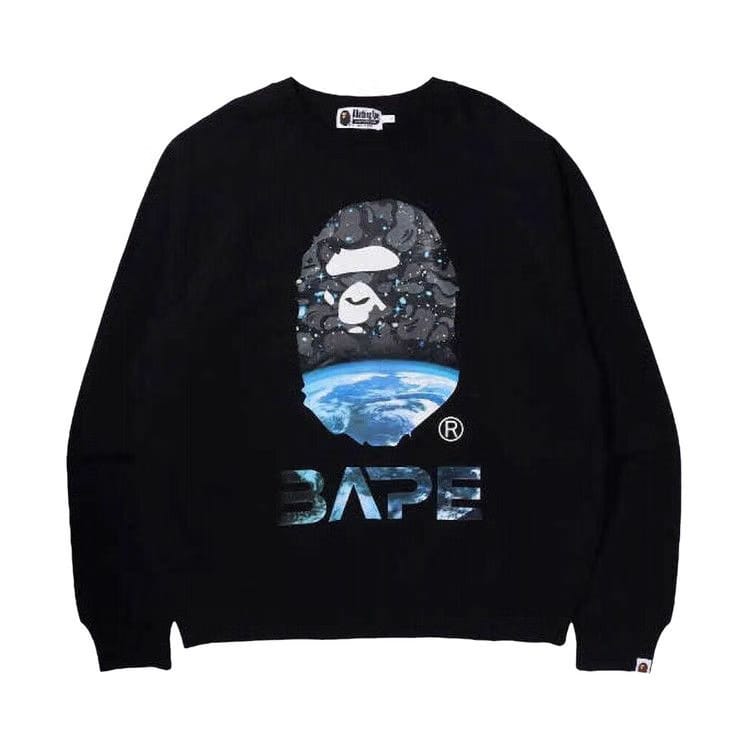 BAPE Space Camo Ape Head Loose Fit Crewneck Black