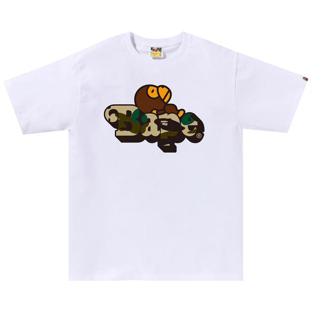 BAPE 1st Camo Milo On BAPE T-Shirt White/Yellow