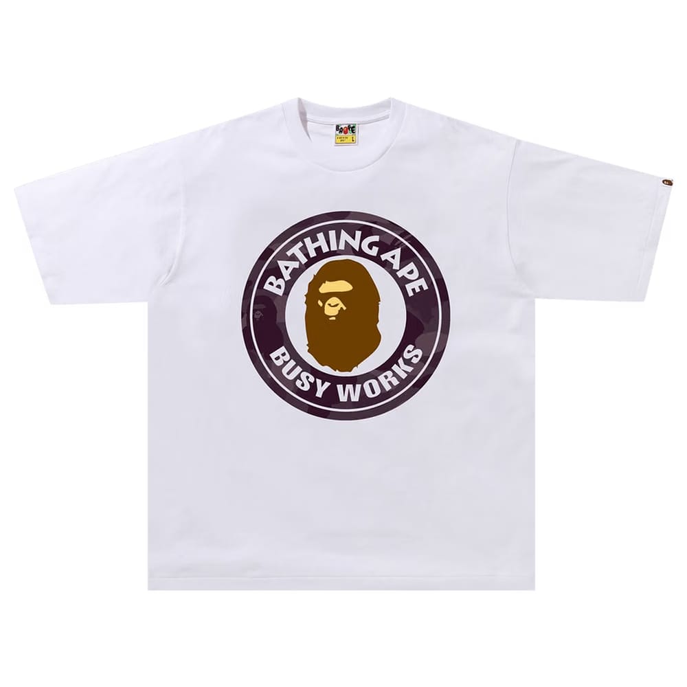 BAPE Color Camo Busy Works Relaxed T-Shirt White/Burgundy