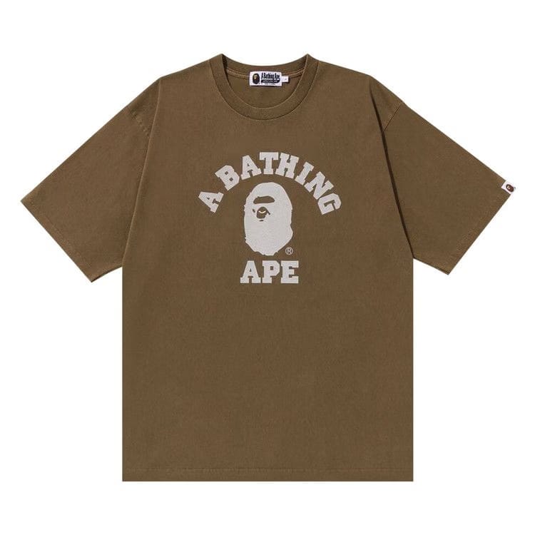 BAPE Stone Wash College Relaxed T-Shirt Beige