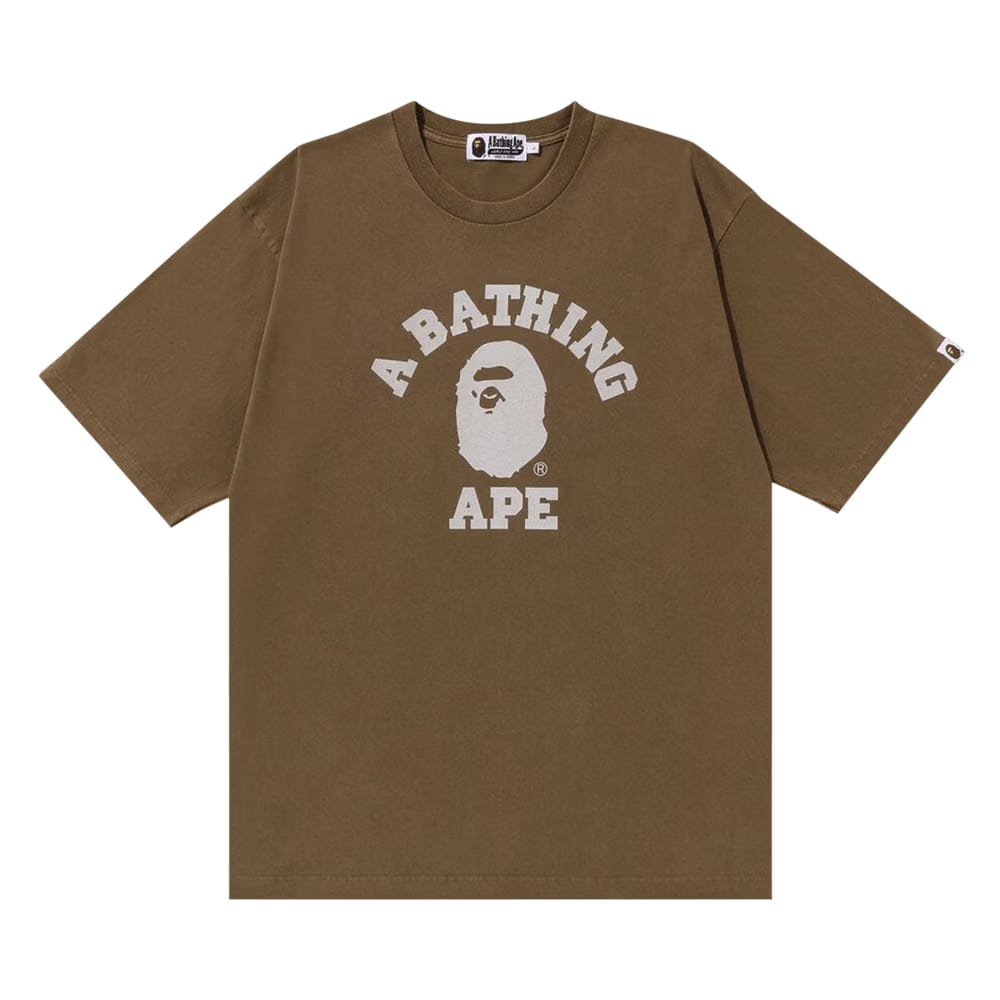 BAPE Stone Wash College Relaxed T-Shirt Beige
