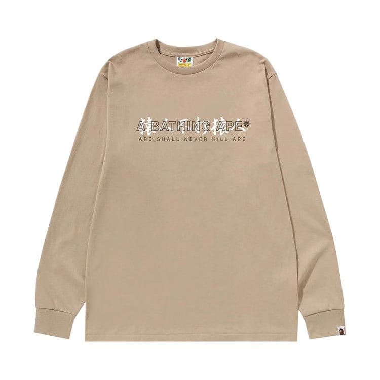 BAPE Kanji Logo Asnka Long-Sleeve T-Shirt Beige