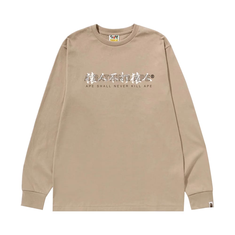 BAPE Kanji Logo Asnka Long-Sleeve T-Shirt Beige