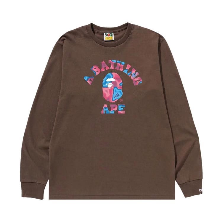 BAPE Liquid Camo College Long-Sleeve T-Shirt Brown