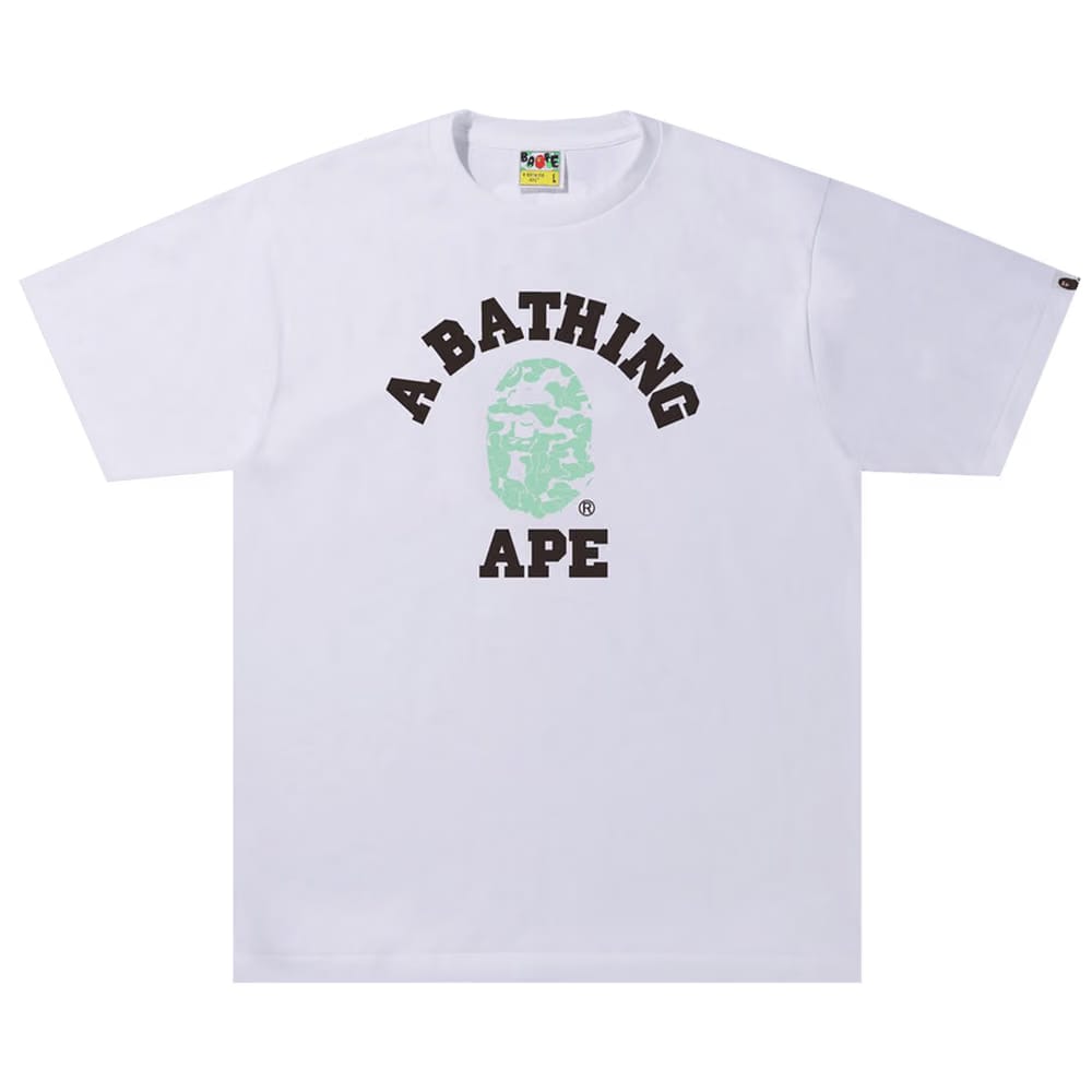 BAPE Text Code Camo College T-Shirt White