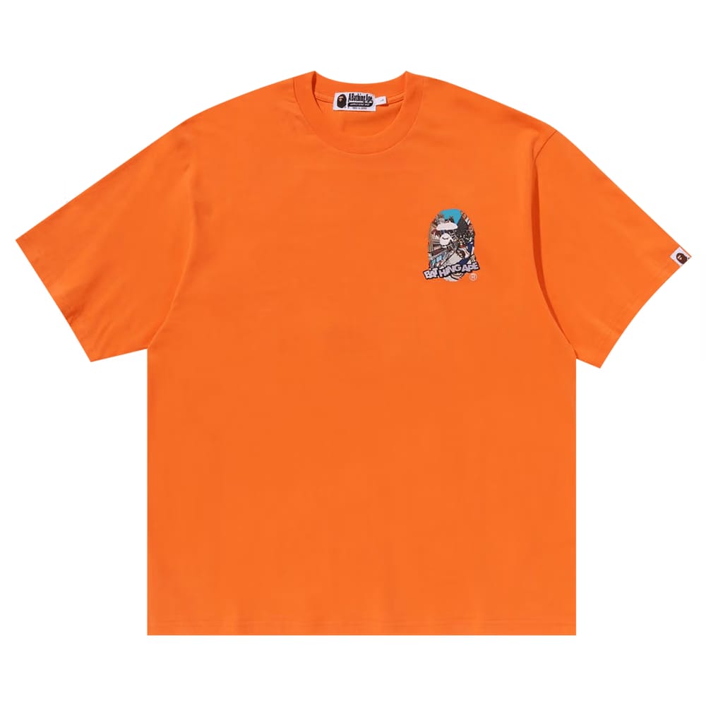 BAPE Comic Art Ape Head Relaxed Fit T-Shirt Orange