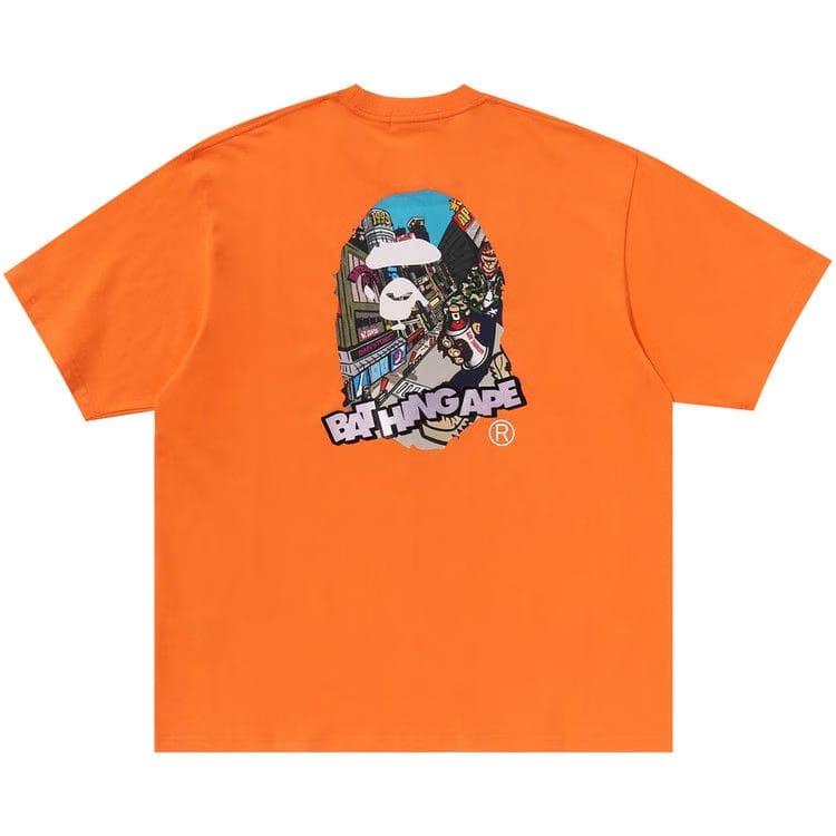 BAPE Comic Art Ape Head Relaxed Fit T-Shirt Orange